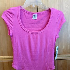 No Boundaries Pink Ribbed Short Sleeve Top